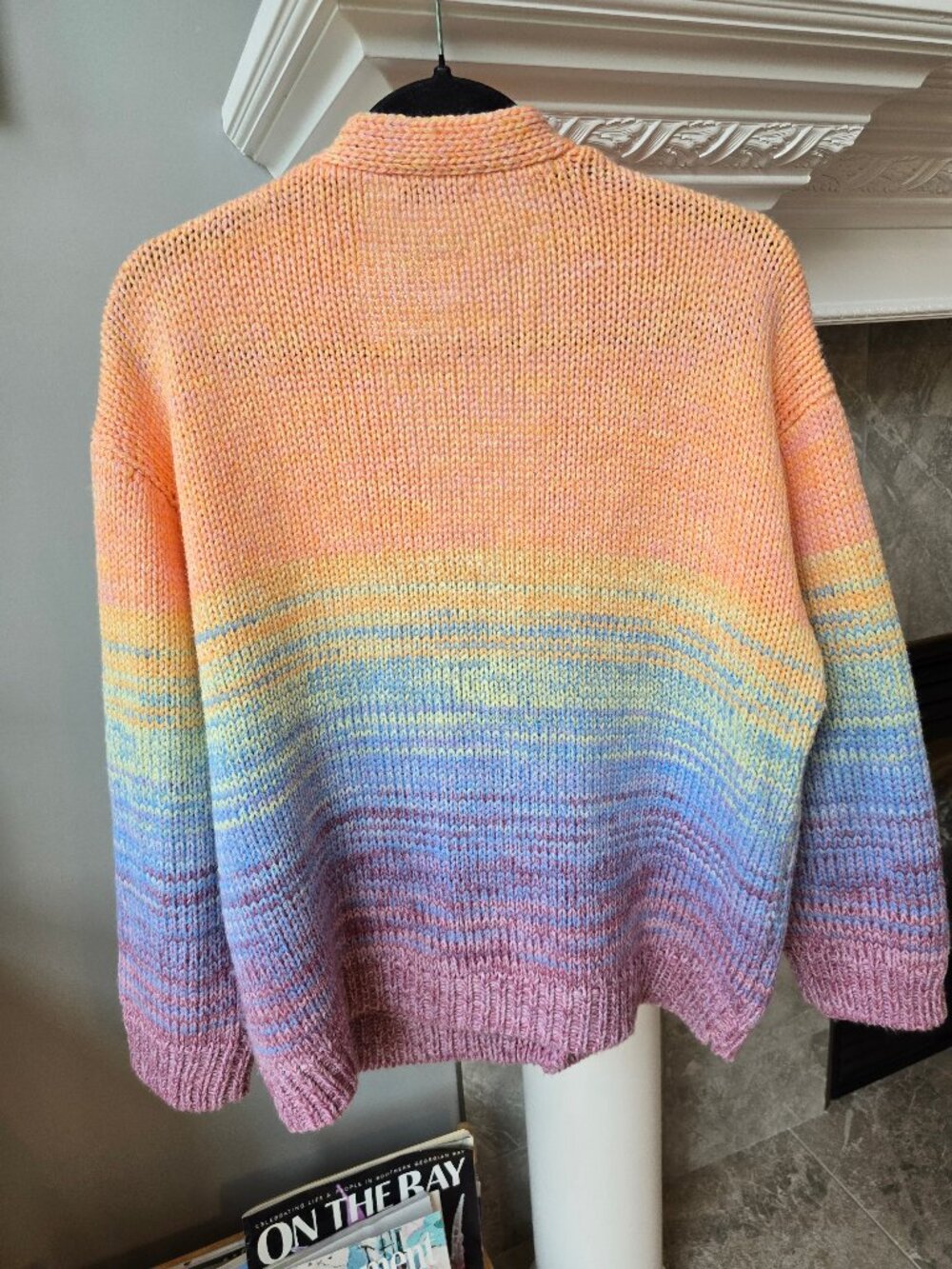 Dex medium Cozy Knit Rainbow Cardigan Sweater - Picture 4 of 8